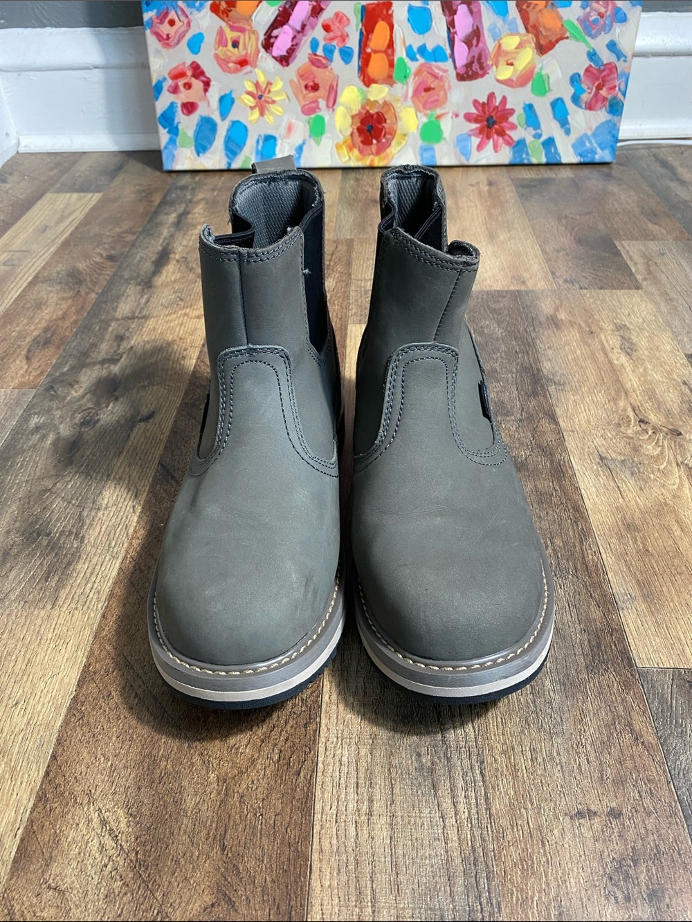 Ridgecut Chelsea Work Boots Gray Pull On Slip Resistant Men's 9M Waterproof